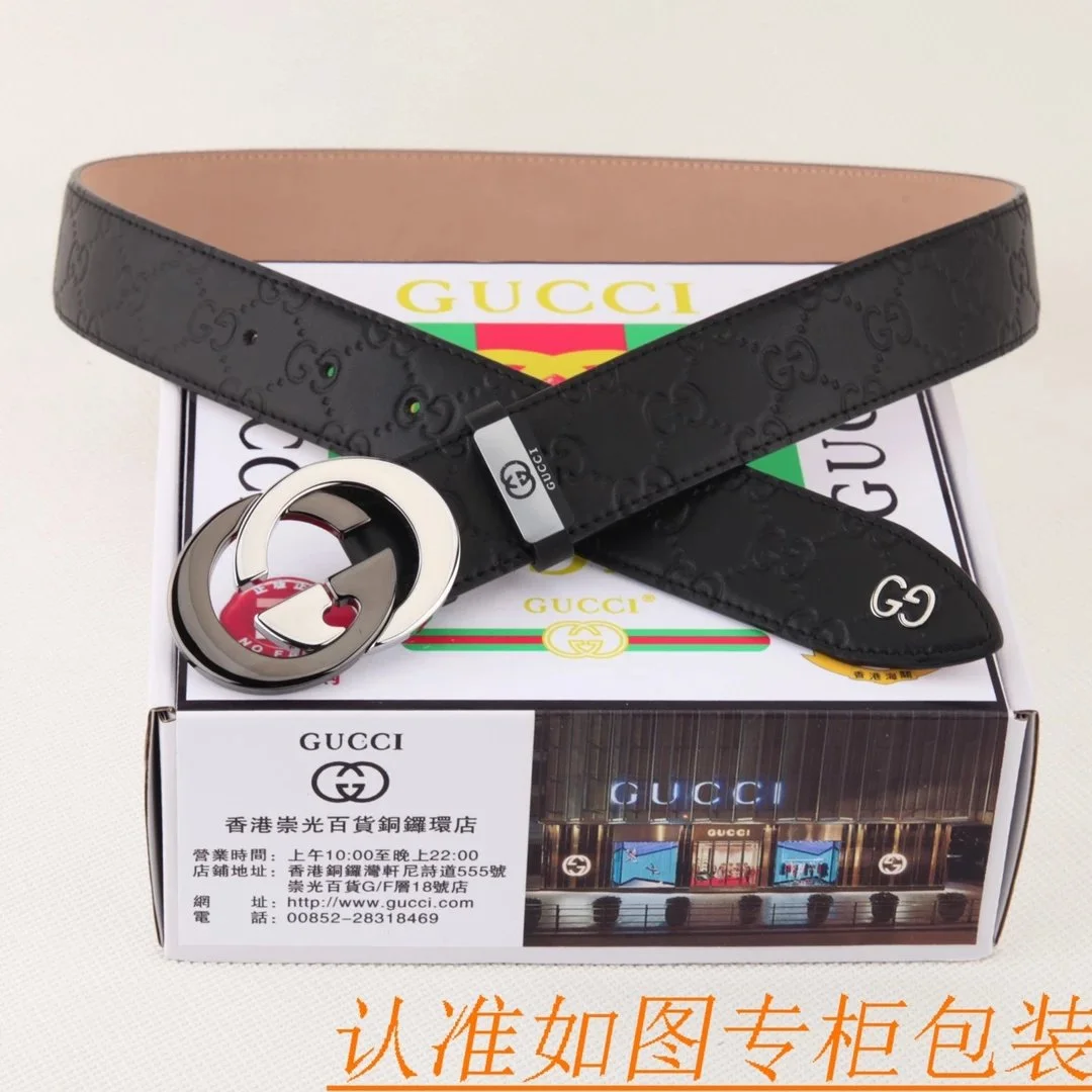 Gucci Gucci GG Belt Black Leather Belt Black - 1