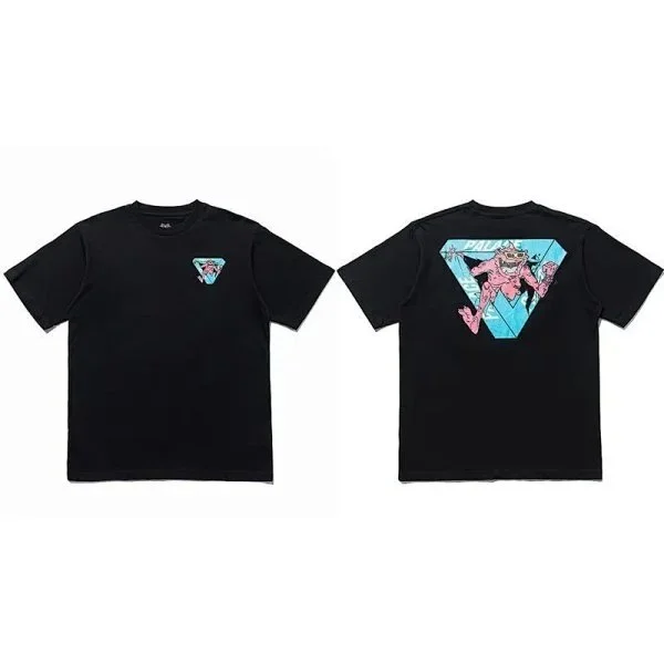 Other Black Graphic T-Shirt with Pink & Blue Design Black - 1