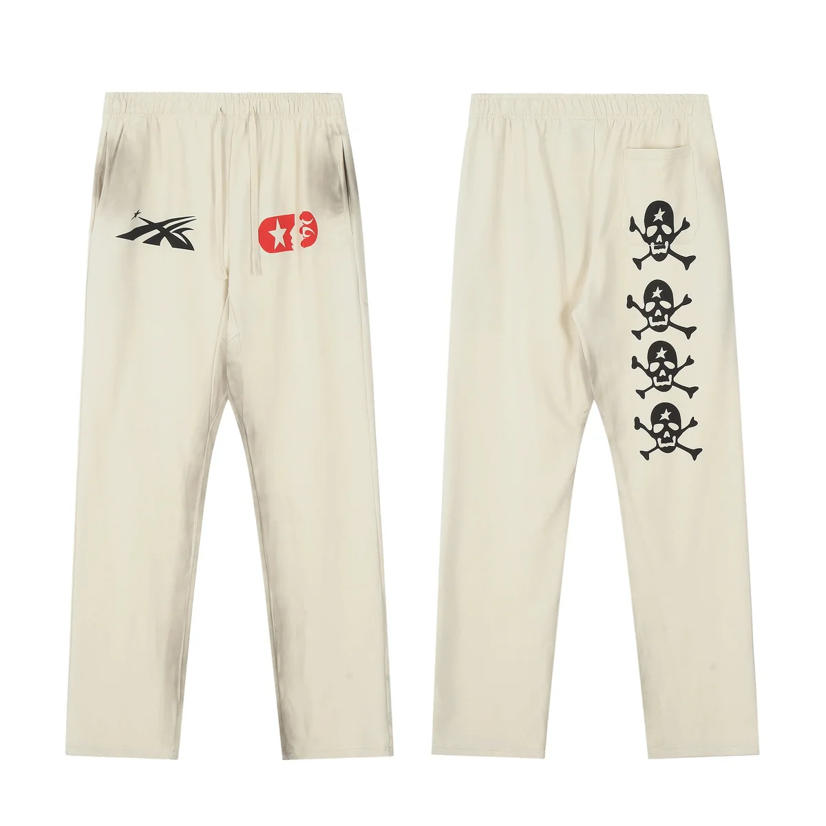Other Unisex Beige Skull Print Lounge Pants 04 Beige - 1