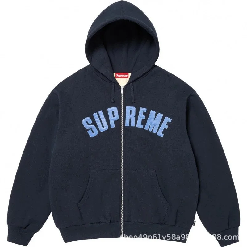 Supreme Supreme Navy Blue Zip-Up Hoodie Navy - 1