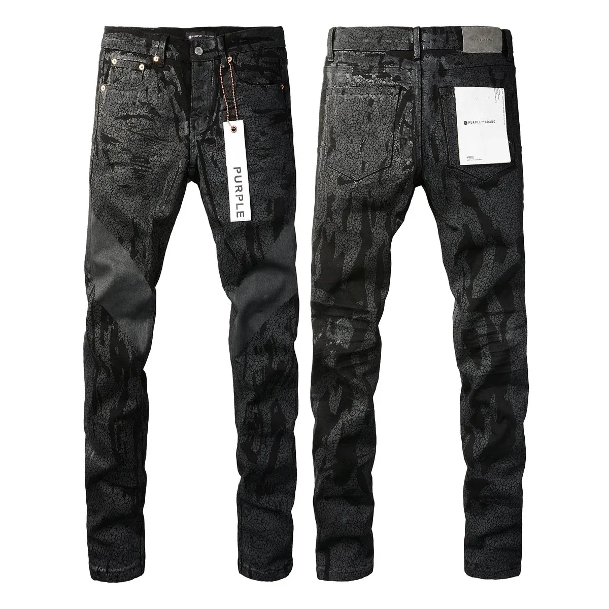 Purple Brand Purple Brand 9026 Cracked Black Jeans Black - 1