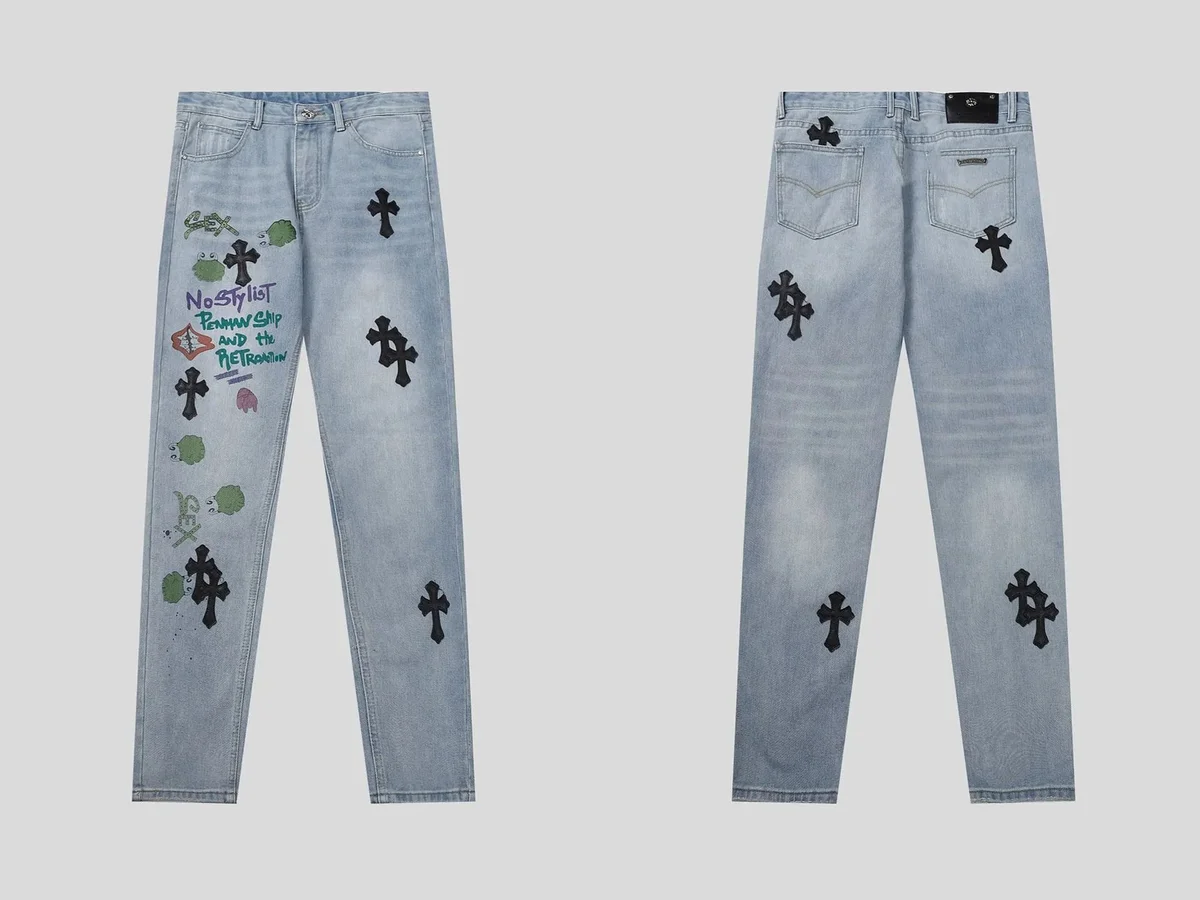 Chrome Hearts Chrome Hearts CH Cross Light Blue Cross-Patch Jeans Blue
