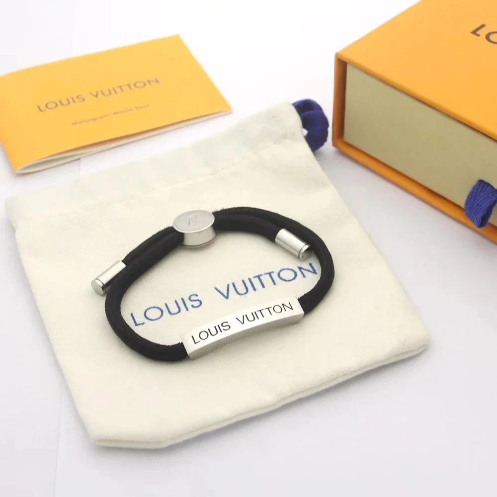 Louis Vuitton Louis Vuitton Black/Silver Logo Bracelet Black