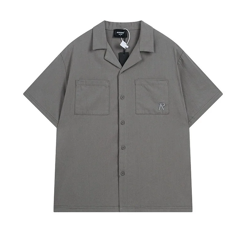 Revenge Revenge R Logo Short Sleeve Shirt 8139炭灰色 Shirts & Blouses Grey