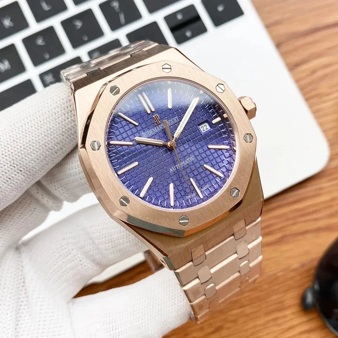 Audemars Piguet Audemars Piguet Royal Oak Blue Dial Rose Gold Watch Gold - 1