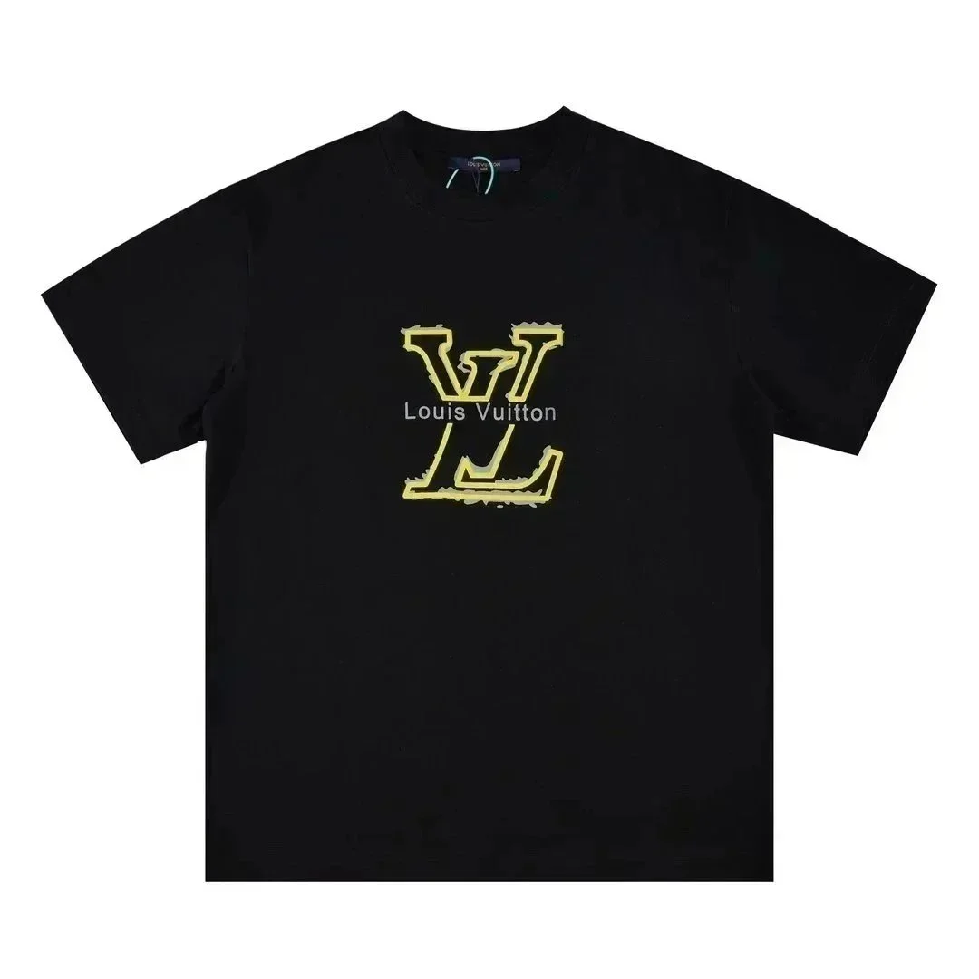 Louis Vuitton Louis Vuitton Black Yellow Cutout Logo T-Shirt Black
