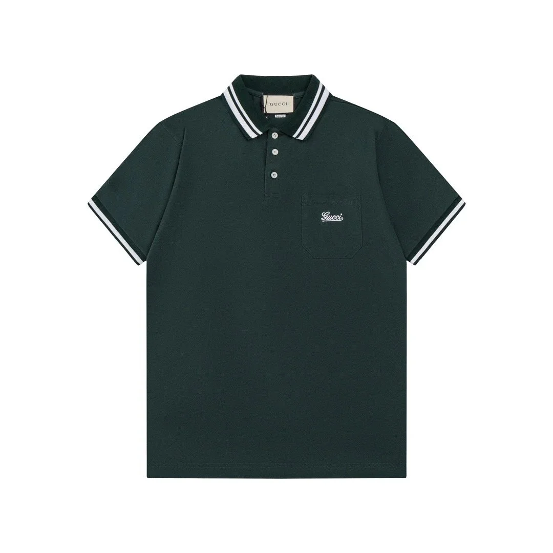 Gucci Gucci Polo Shirt Dark Green Solid T-Shirt Navy - 1