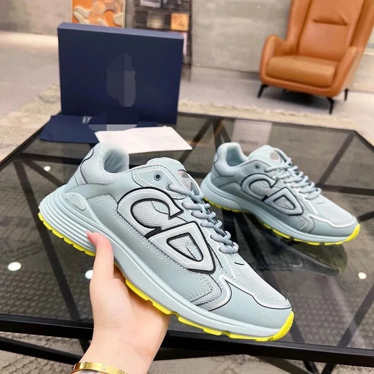 Dior Dior Air Force 1 Light Blue/Yellow Sneakers Blue - 1
