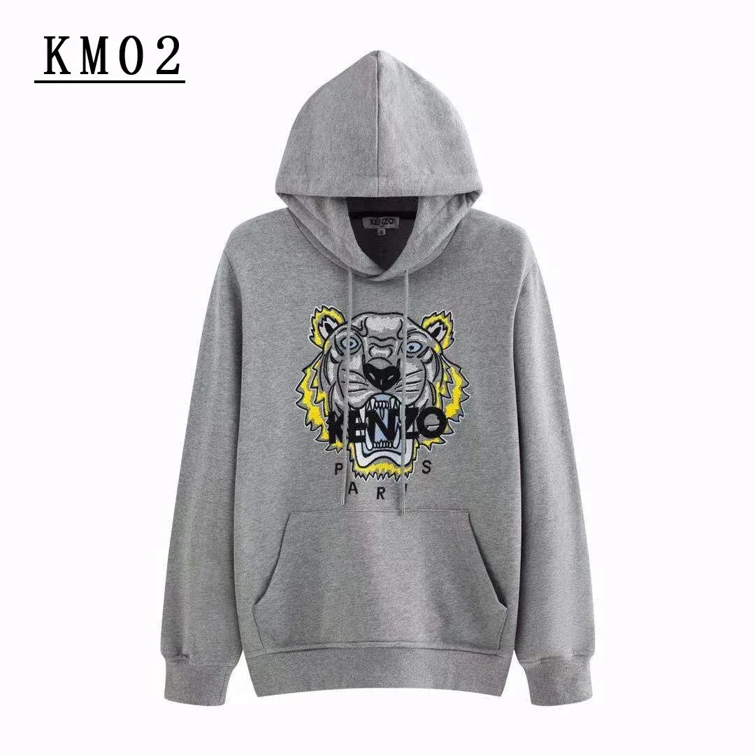 Kenzo Kenzo Tiger Grey Hoodie with Embroidered Graphic Grey - 1