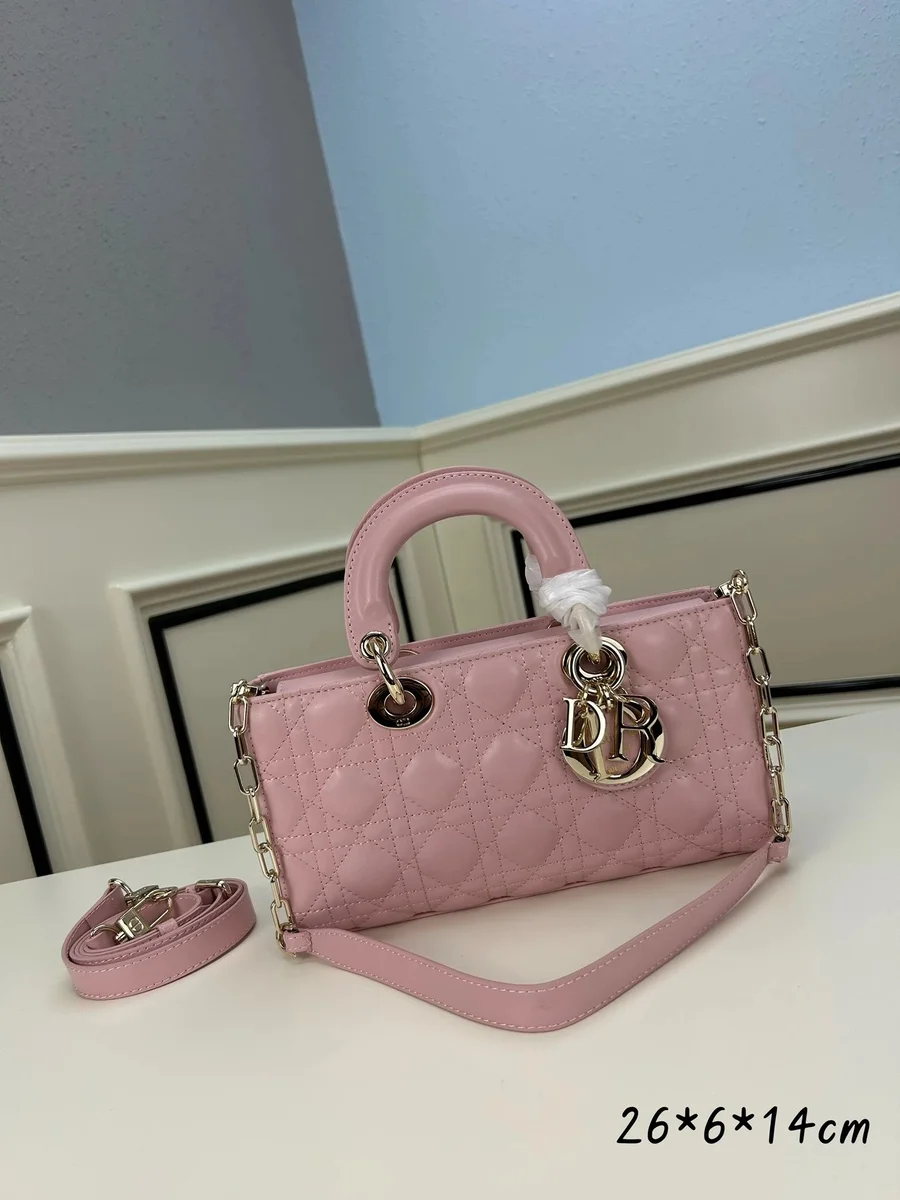 Dior Dior Lady Dior Pink Quilted Leather Tote Pink - 1