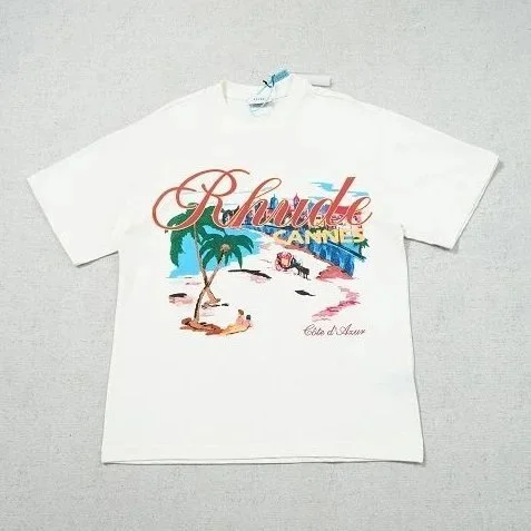 Rhude Rhude CANNES Beach Scene T-Shirt White White - 1