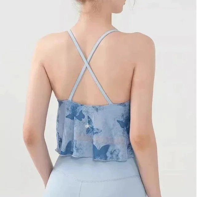 Alo Yoga Alo Wind Chime Blue Crop Top Blue - 1