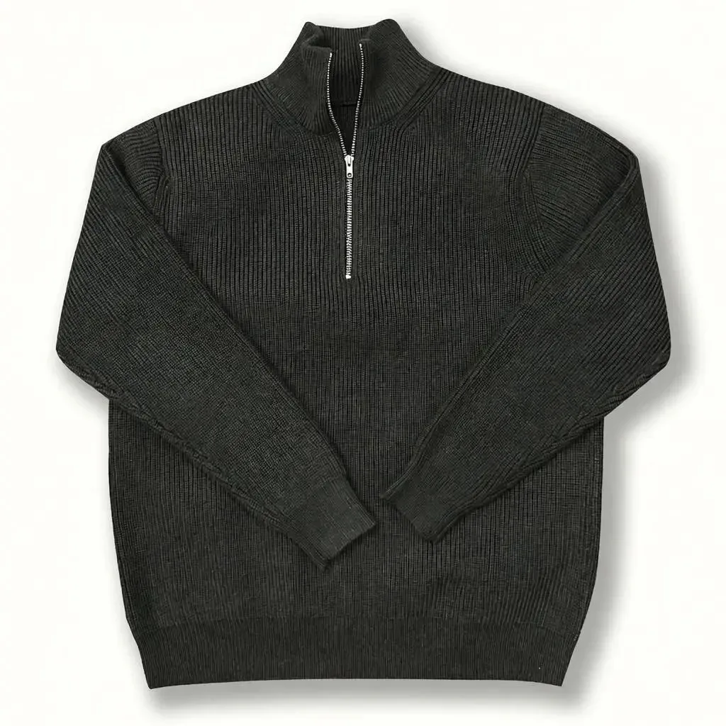 Other Unisex Ribbed Half-Zip Sweater in Deep Grey Grey - 1