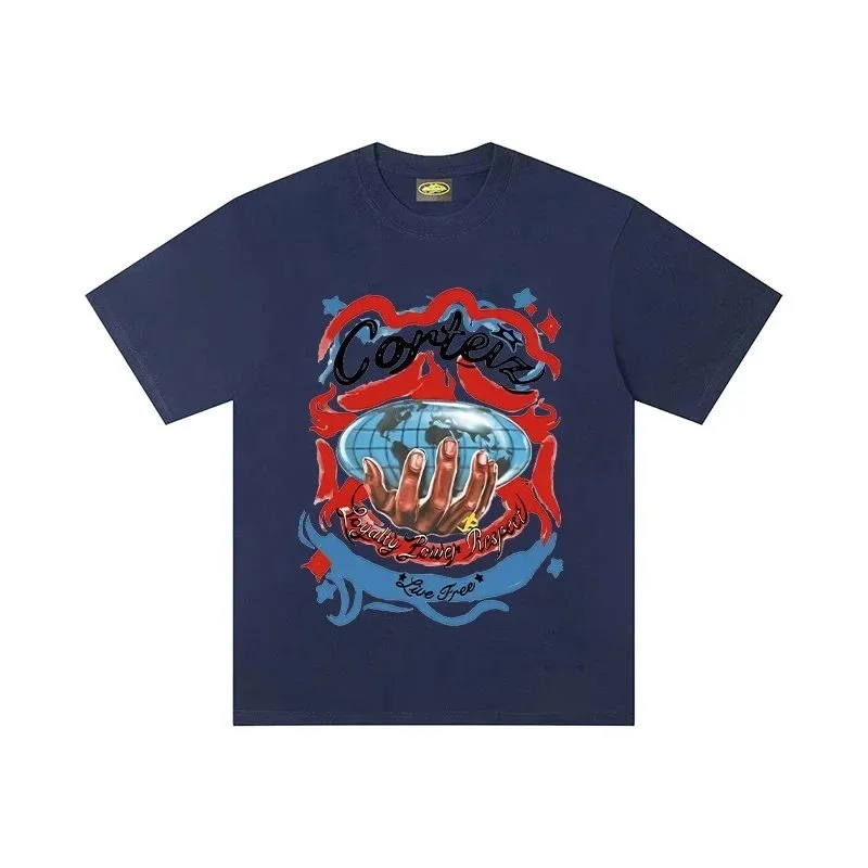 Corteiz Corteiz Daily Long Respect & Live Free Navy T-Shirt Navy - 1