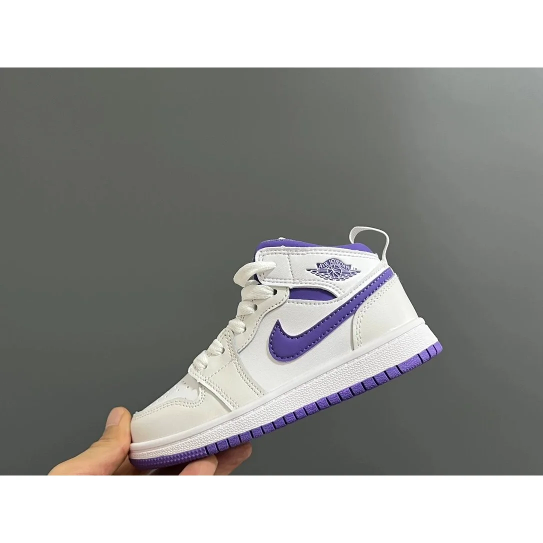 Jordan Jordan Air Jordan 1 White/Purple High-Top Sneakers White