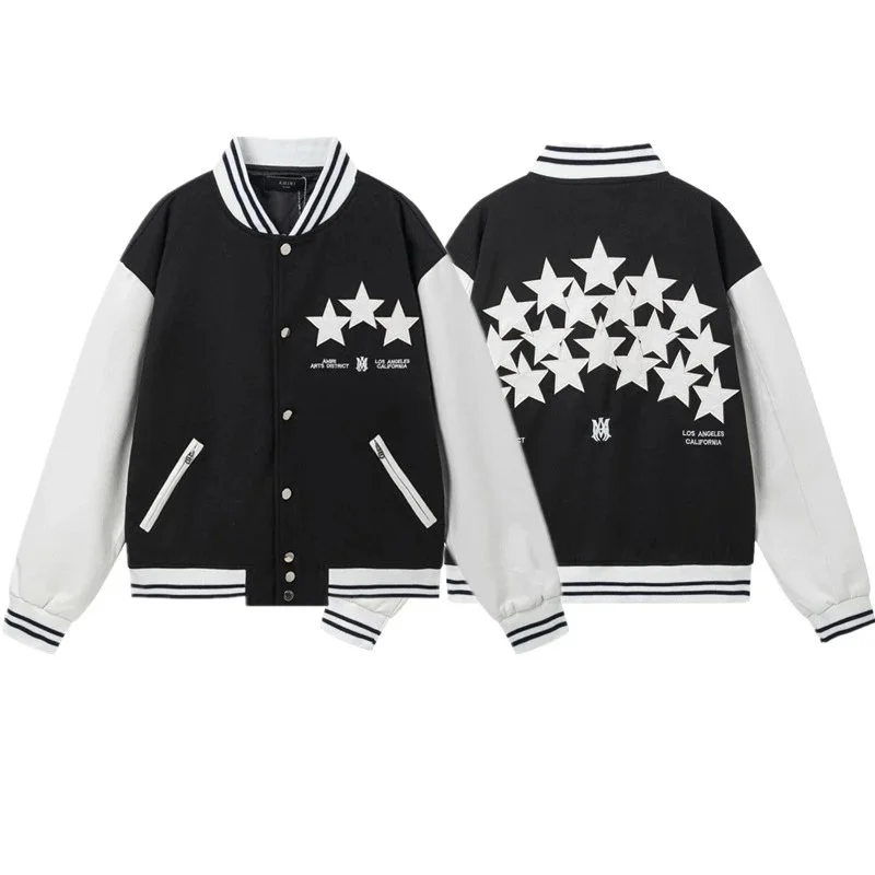 Maison Mihara Yasuhiro Mihara Yasuhiro Black and White Star Varsity Jacket Black - 1