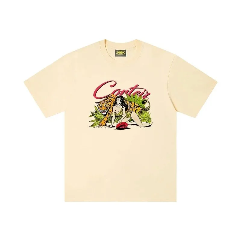 Corteiz Corteiz RTW Tiger Print T-Shirt Cream Cream - 1