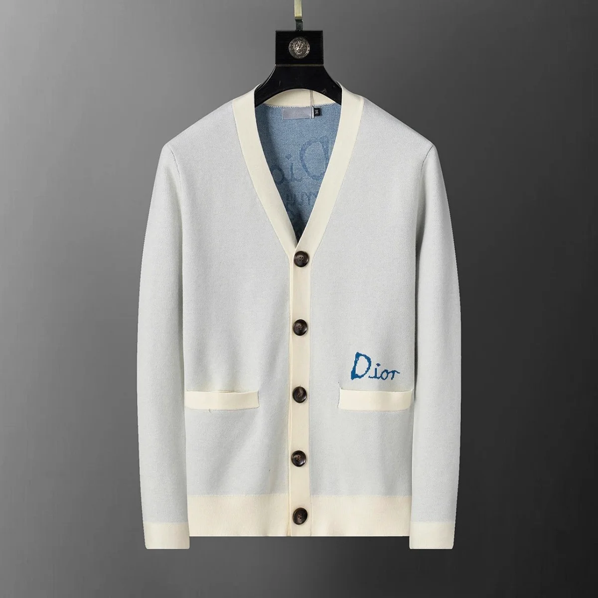 Dior Dior White & Cream V-Neck Cardigan White - 1