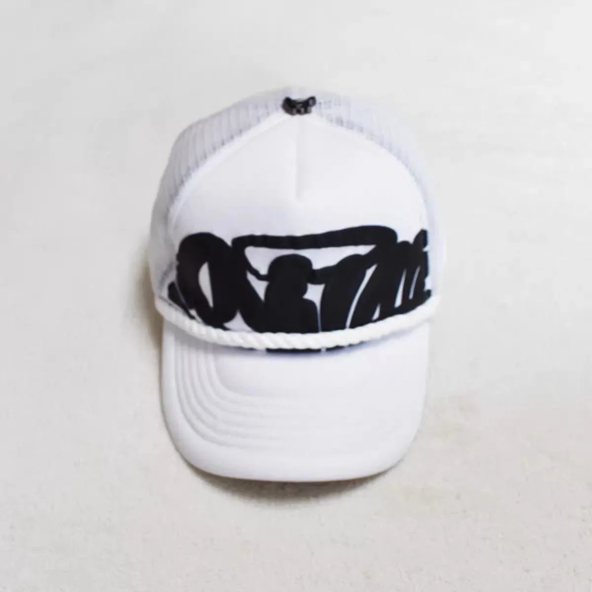 Other Unisex White Black Rope Brim Cap White - 1
