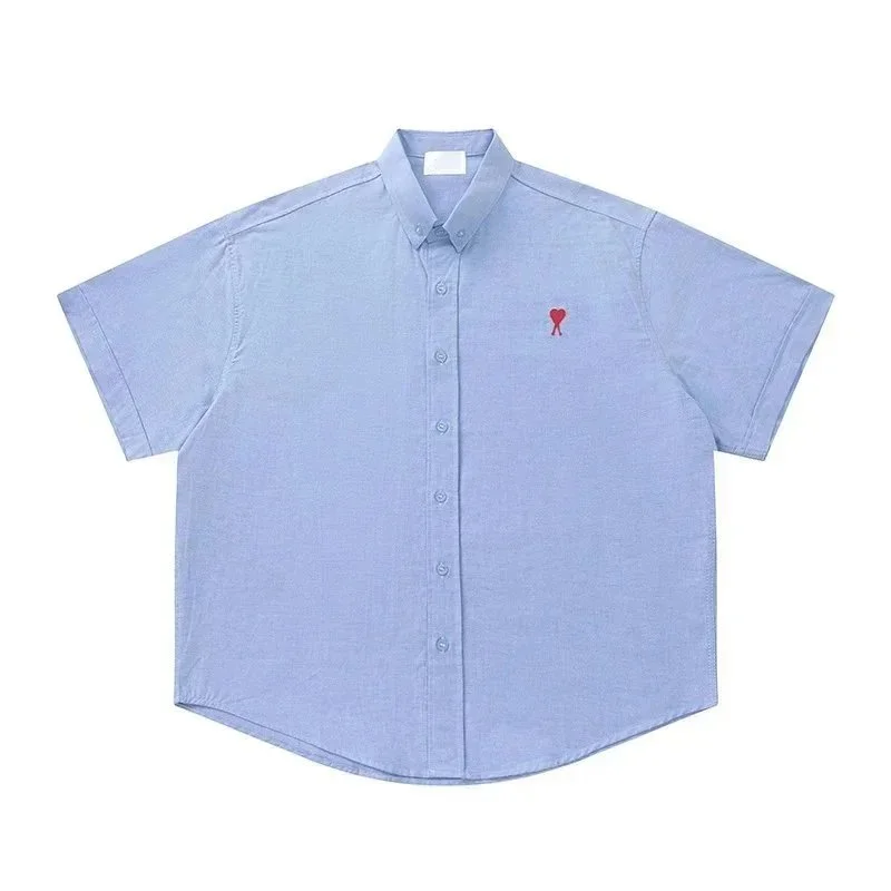 Ami Paris Ami Paris Ami de Coeur Light Blue Short Sleeve Shirt Blue - 1
