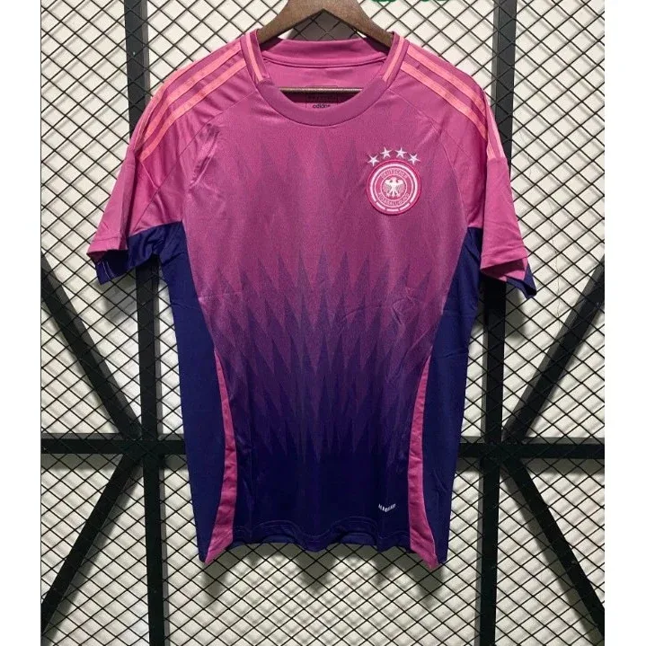 Adidas Adidas 2023-24 Euro Germany Away Pink/Deep Blue Soccer Jersey Pink