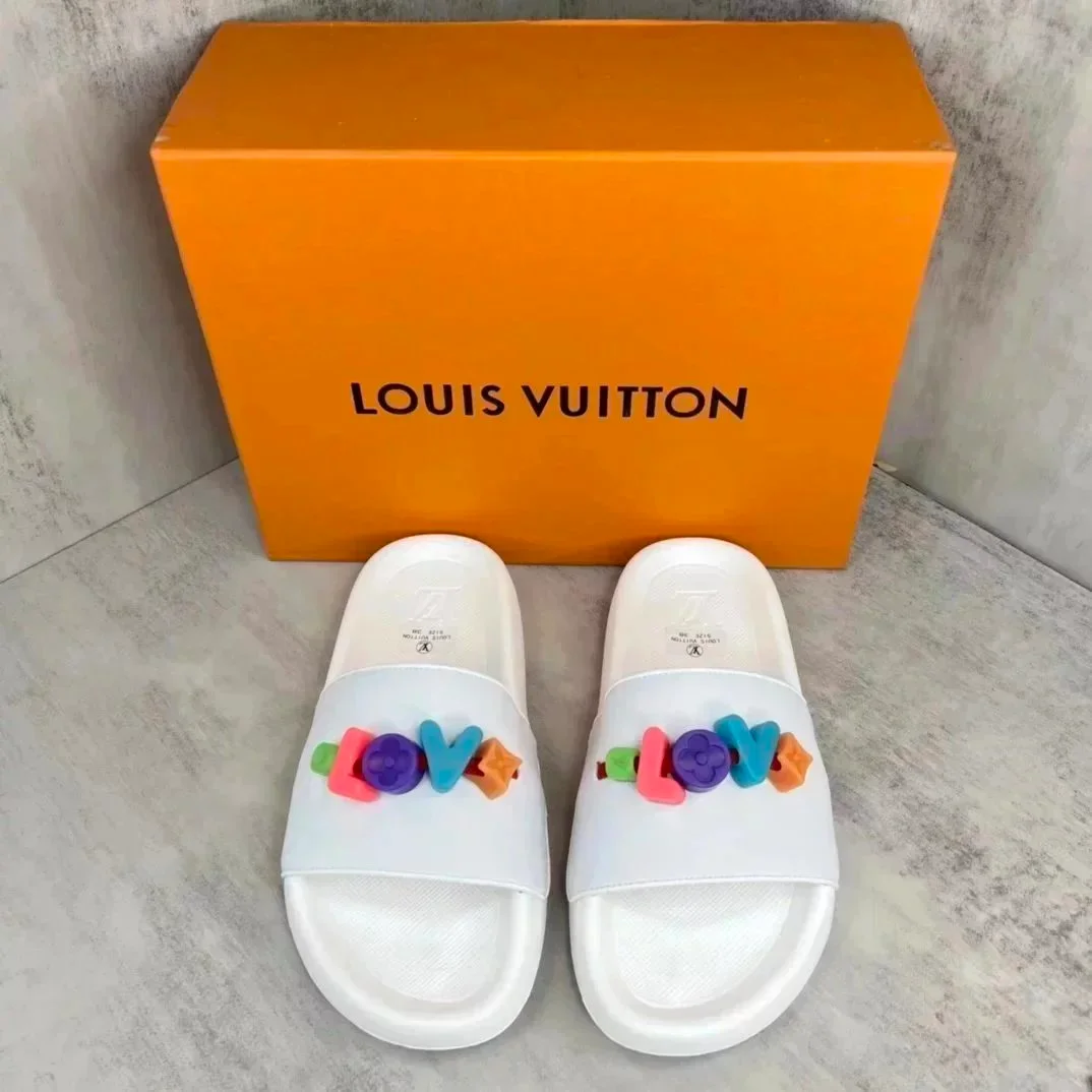 Louis Vuitton Louis Vuitton LOVE Slides White Multicolor Sandals White