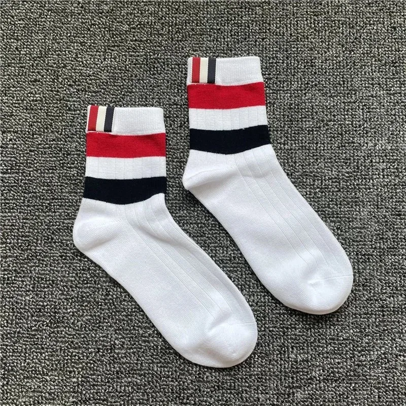 Other Striped White Socks with Red and Navy Accents White - 1