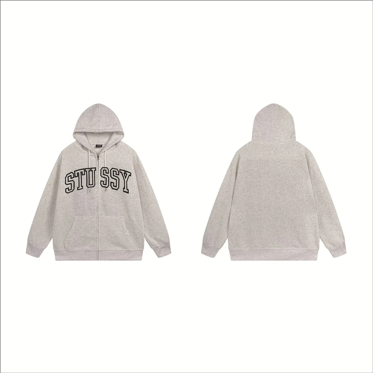 Stussy Stussy Basic Logo Oatmeal Zip-Up Hoodie Beige - 1