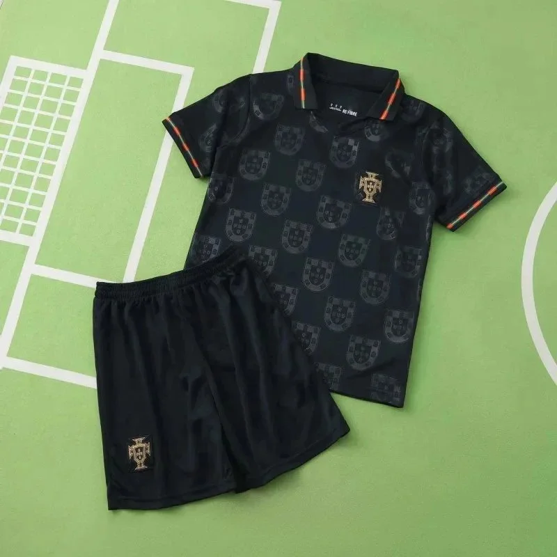 Other Black Portugal Football Jersey Set with Shorts Black - 1