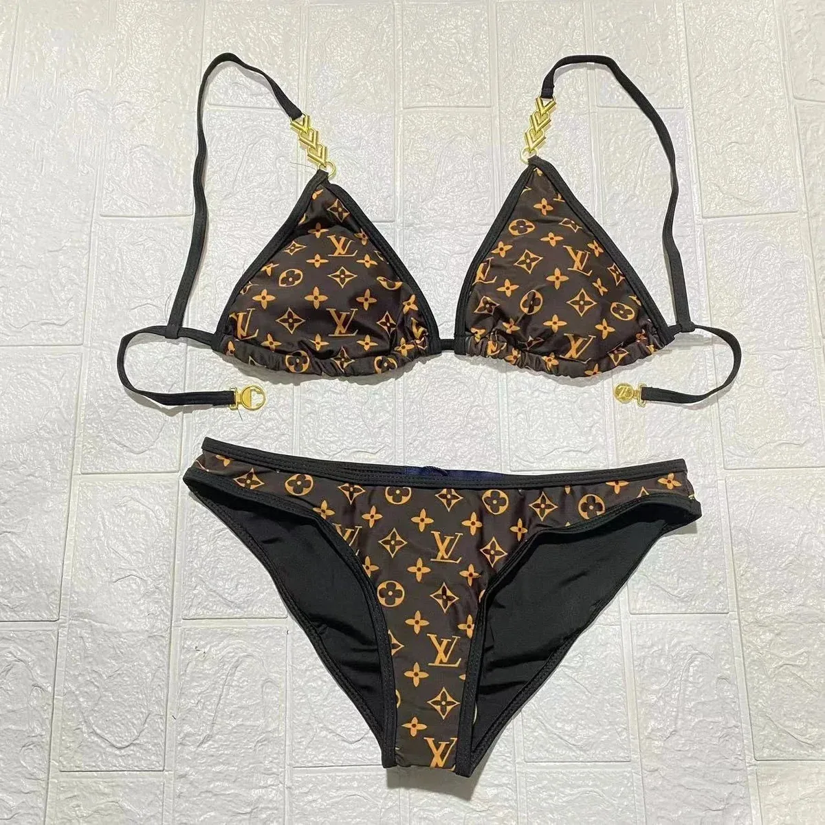 Louis Vuitton Louis Vuitton Monogram Brown Gold Bikini Set Brown