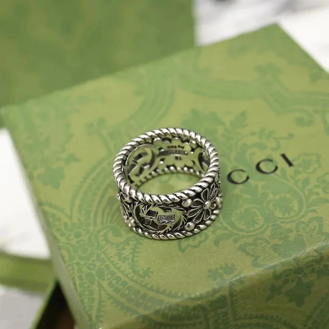 Gucci Gucci Floral Rope Ring Silver Jewelry Silver - 1