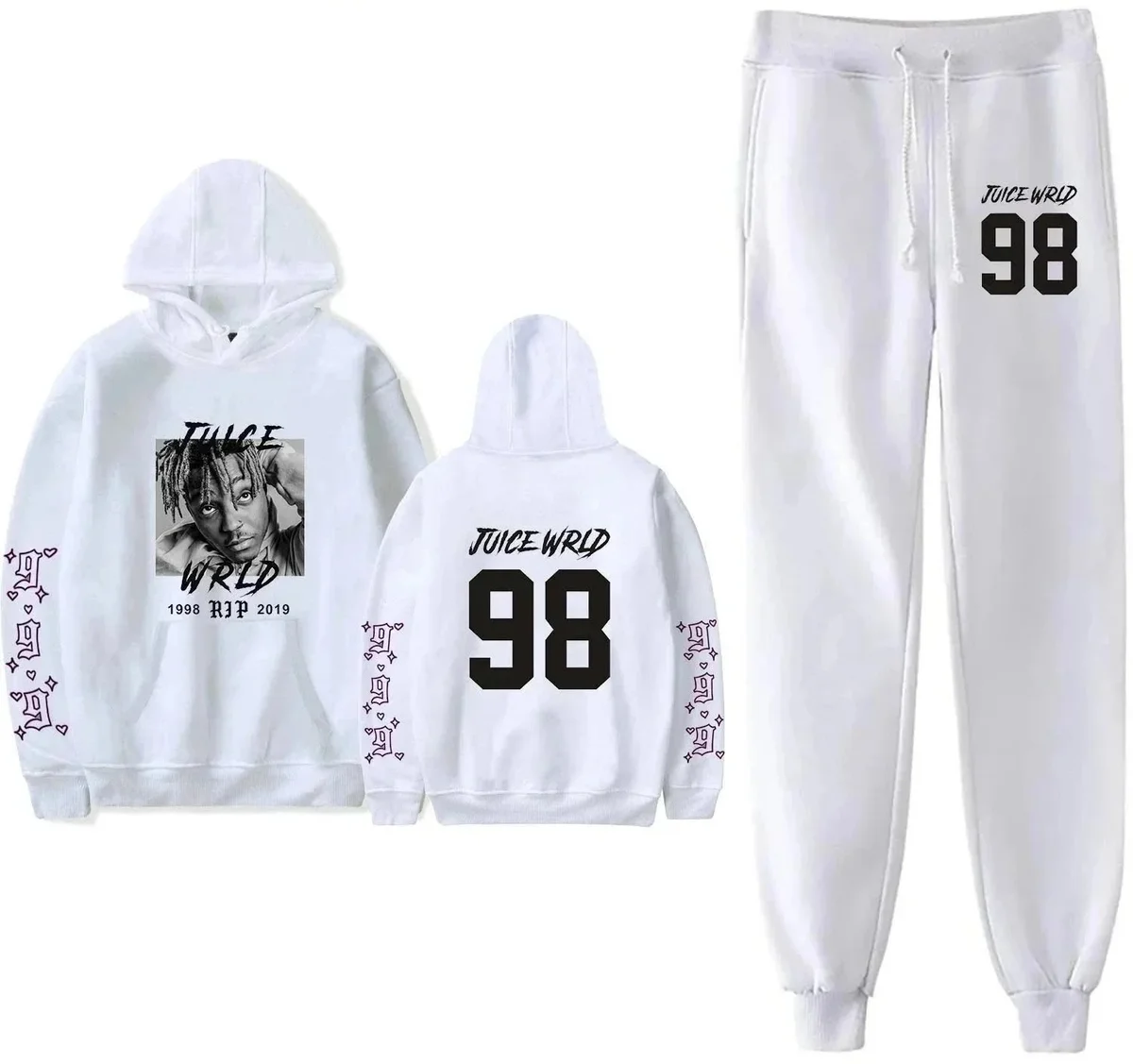 Other White Juice Wrld 98 Co-ord Set Hoodie & Sweatpants White - 1