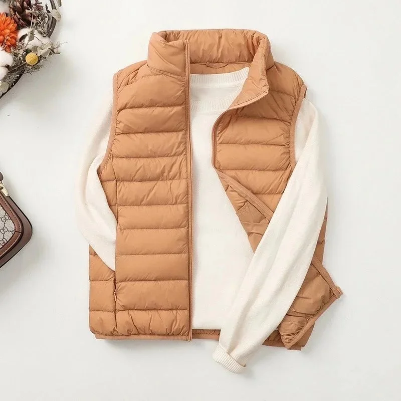 Other Unisex Light Brown Puffer Vest Brown - 1