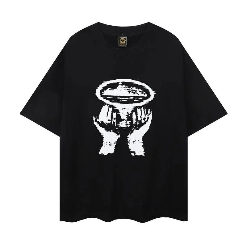 Other Black Hands Holding Bowl Oversized T-Shirt Black - 1