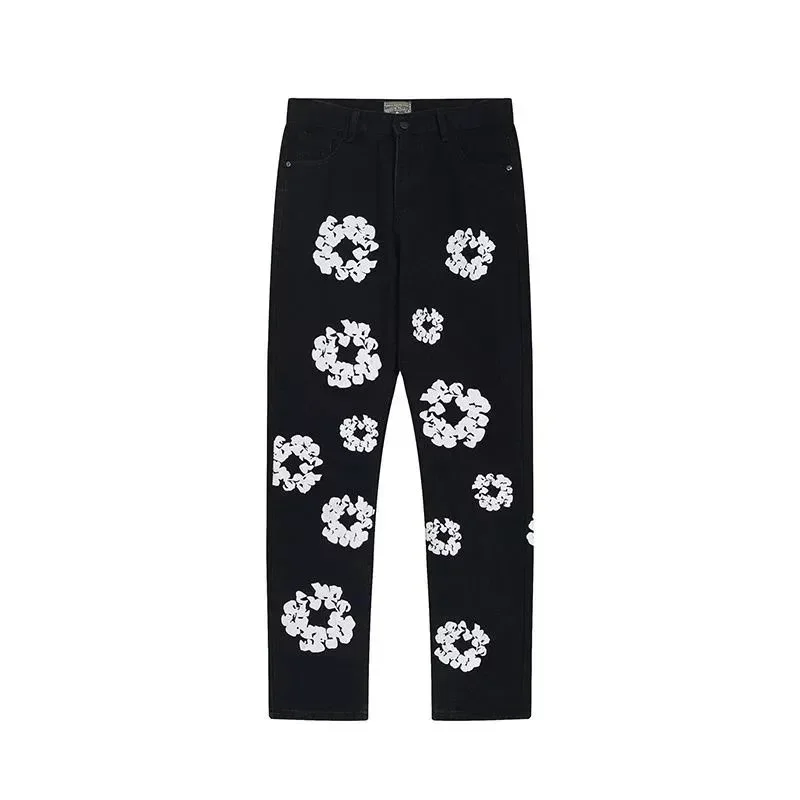 Other Black Trousers with White Floral Print Black - 1