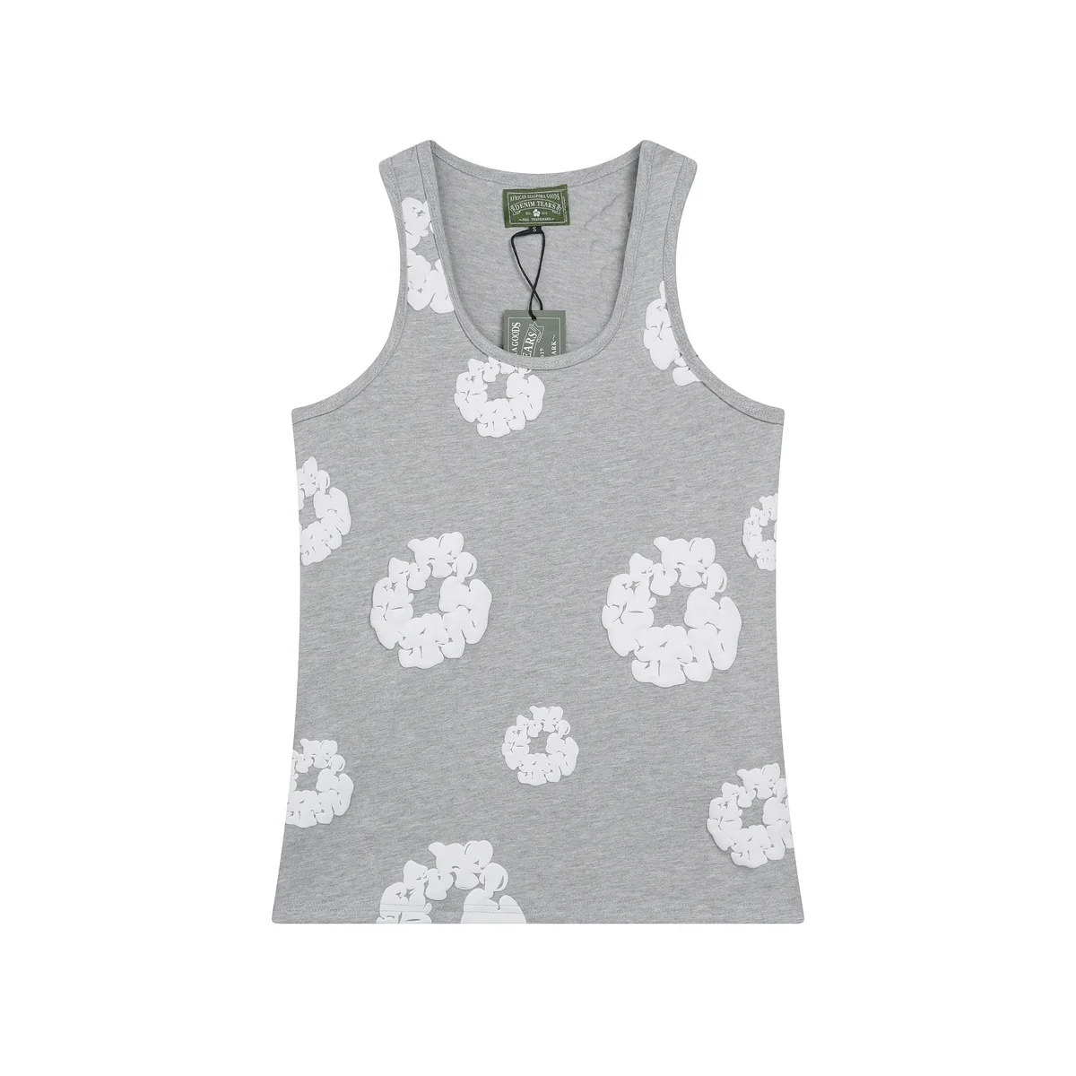 Other Unisex Grey Scrunchie Print Tank Top Grey - 1