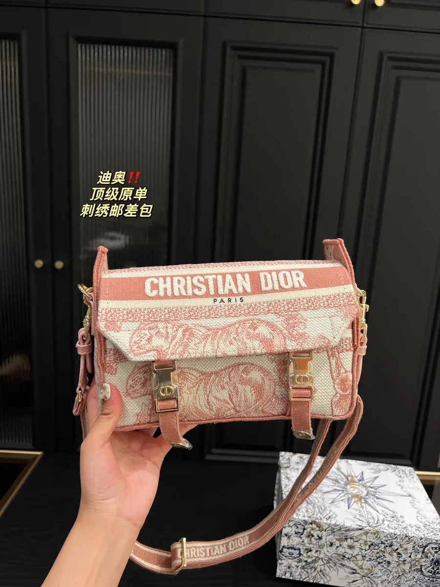 Dior Dior Lady Dior Pink Tiger Embroidery Crossbody Bag Pink - 1