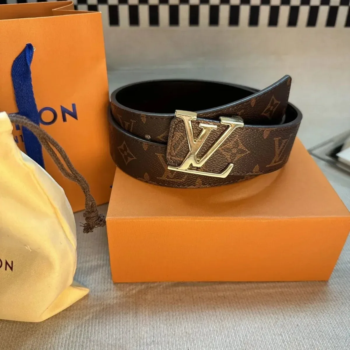 Louis Vuitton Louis Vuitton Monogram Brown Leather Belt Brown