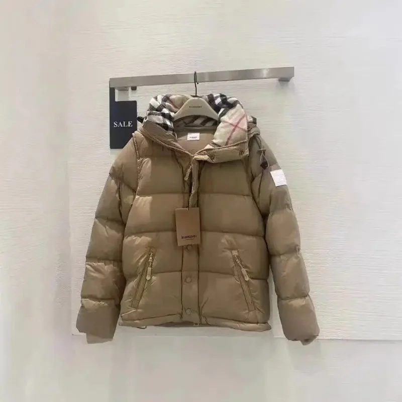 Burberry Burberry Vintage Check Khaki Detachable Hood Down Jacket Beige