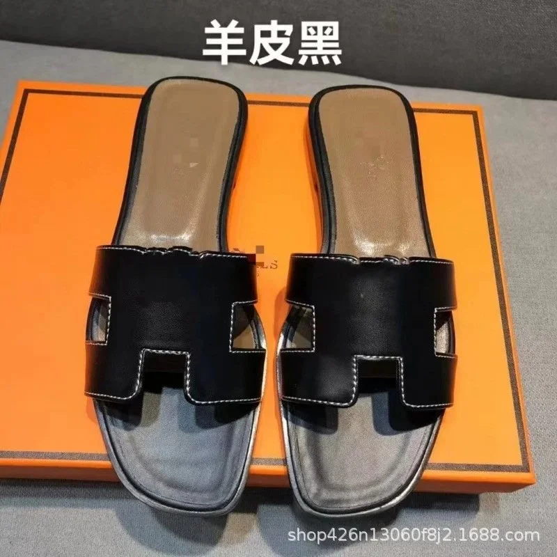 Hermès Hermès H Sheepskin Black Slides Black