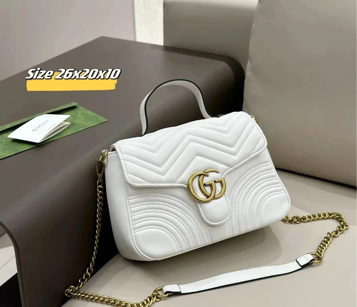 Gucci GG Marmont White Leather Shoulder Bag