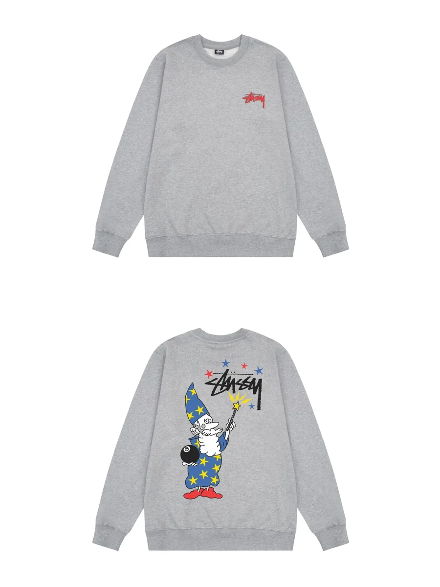 Stussy Stussy Wizard Graphic Crewneck Sweatshirt Grey Grey - 1