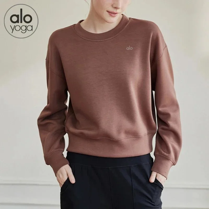 Alo Yoga Alo Yoga Boardwalk Sweater Chestnut Brown Sweatshirt Brown - 1