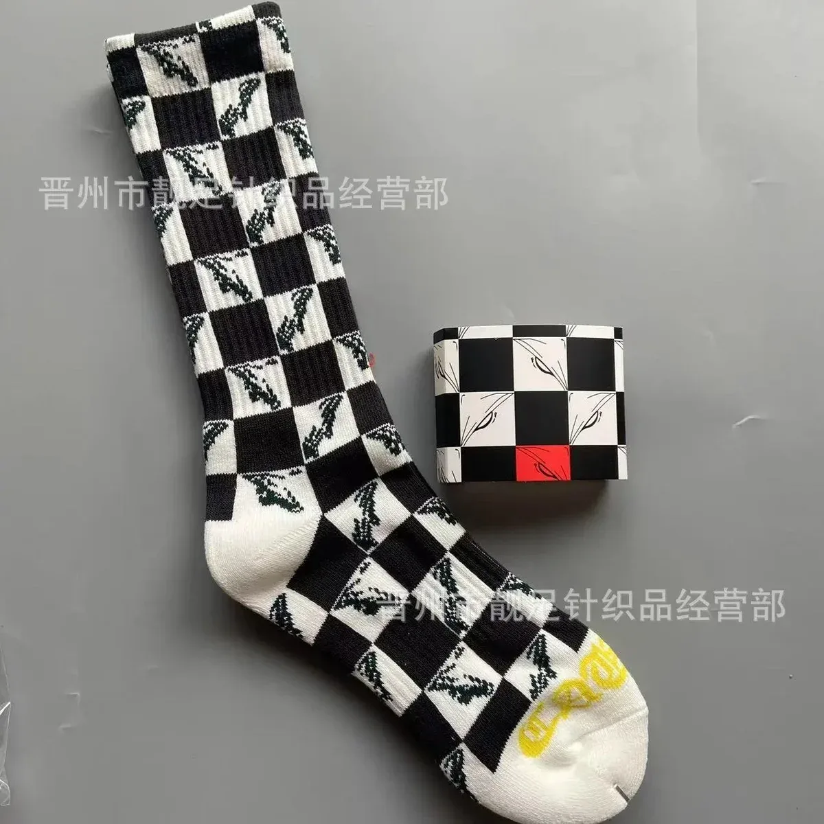 Other Black/White Checkerboard Crew Socks Multicolor - 1