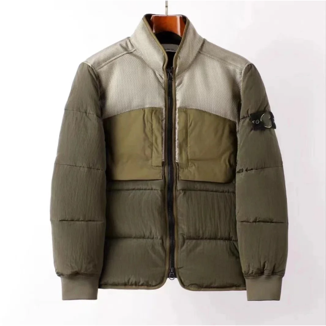 Stone Island Stone Island Military Green Color-Blocked Puffer Jacket Green