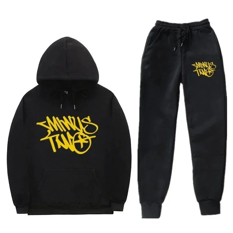 Other Black Yellow SMINUS TWIN Hoodie & Sweatpants Set Black - 1