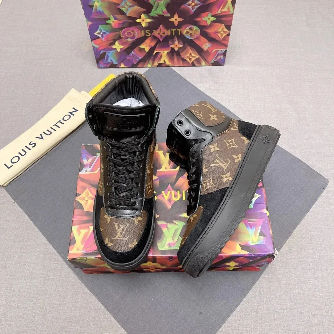 Louis Vuitton Louis Vuitton LV Trainer High-Top Monogram Black/Brown Sneakers Brown