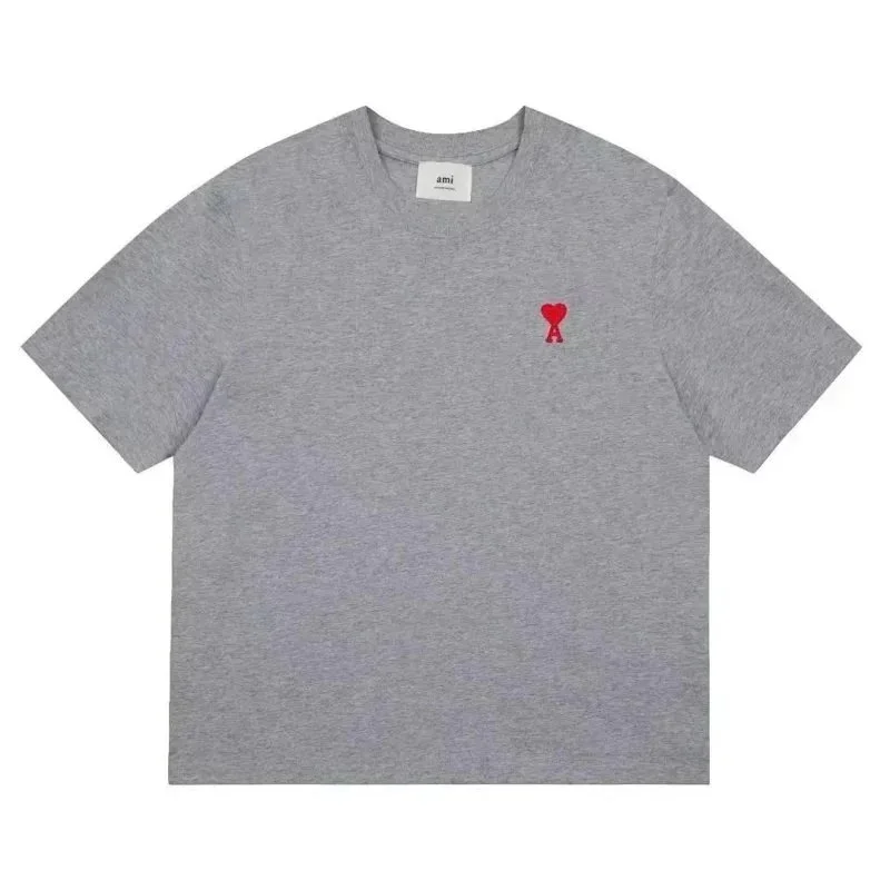 Ami Paris Ami Grey Heart T-Shirt Grey - 1
