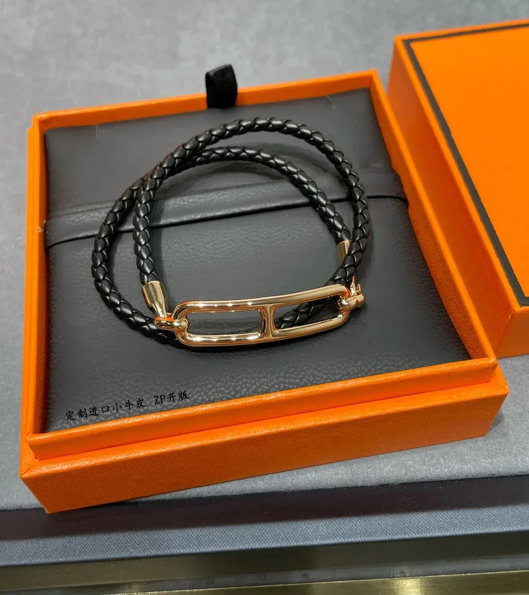 Hermès Hermès Hermès H Black/Gold Bracelet Black