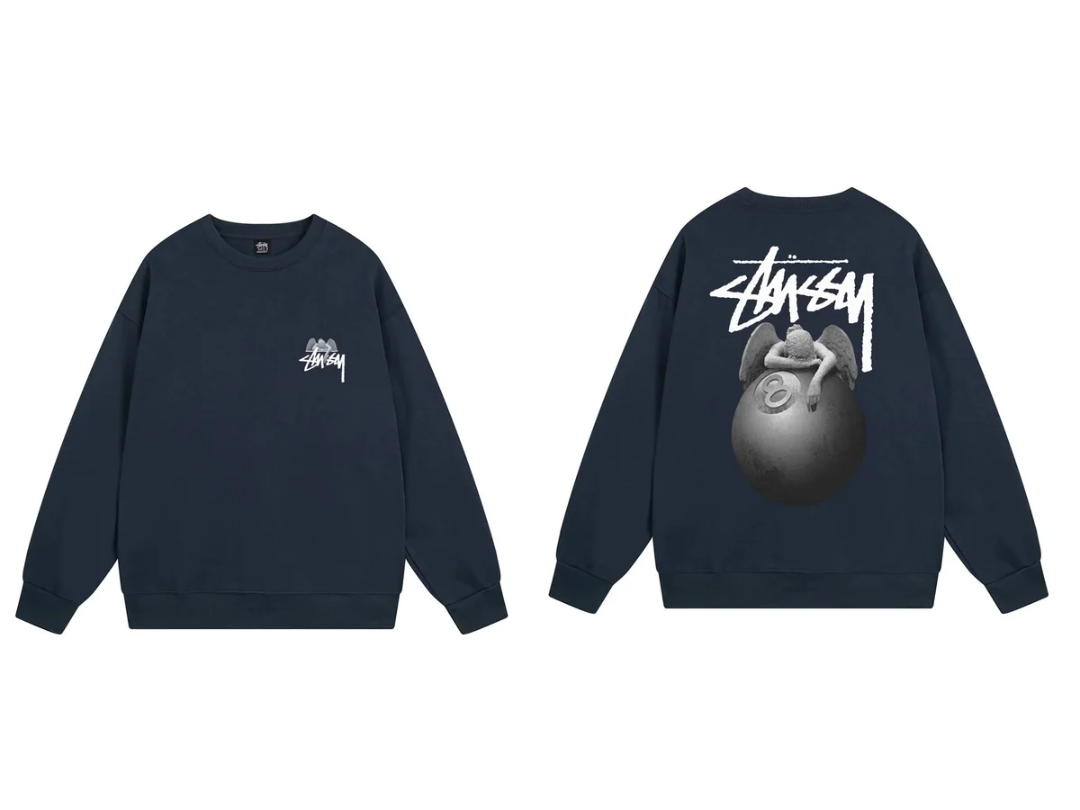 Stussy Stussy Stüssy Angel Print Crewneck Sweatshirt Navy Navy - 1